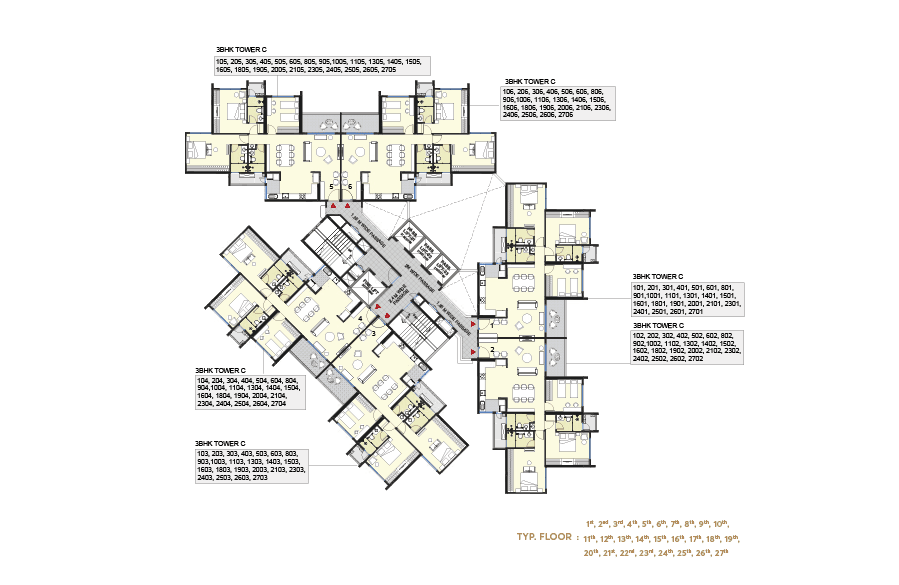 4 BHK Floor Plan — Tower C